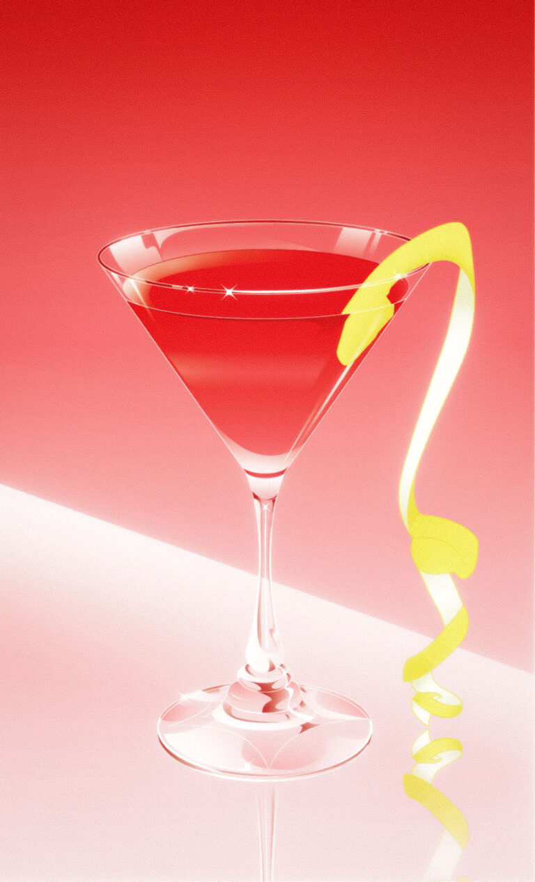 Illustrated Cosmopolitan cocktail by Daniel Iglesias Gonzalez