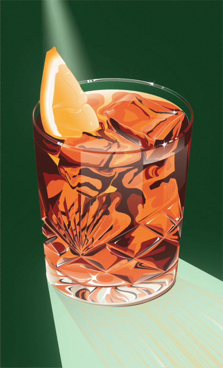 Illustrated Negroni cocktail by Daniel Iglesias Gonzalez